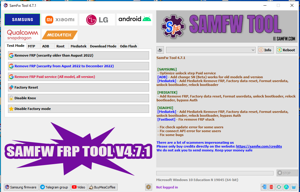 Samsung FRP Tool Version 4.7.1 Update